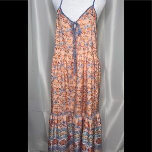 NWT Sucrefas Ruffle Accent Floral Tiered Maxi Dress size L
